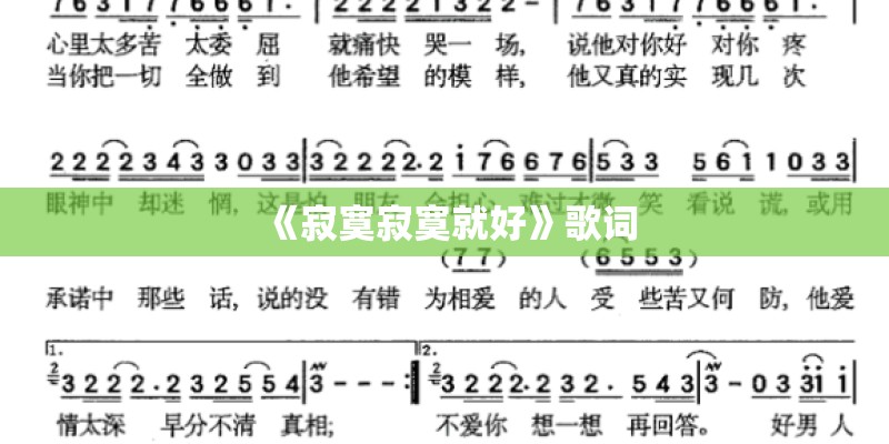《寂寞寂寞就好》歌词