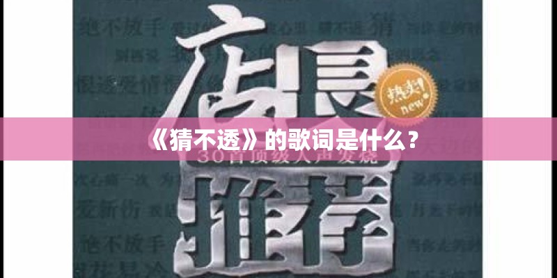 《猜不透》的歌词是什么？