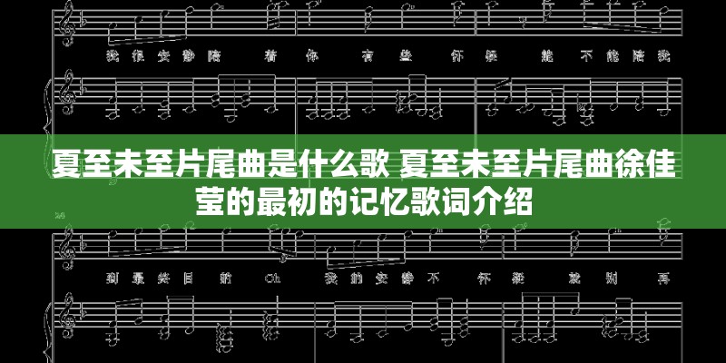 夏至未至片尾曲是什么歌 夏至未至片尾曲徐佳莹的最初的记忆歌词介绍