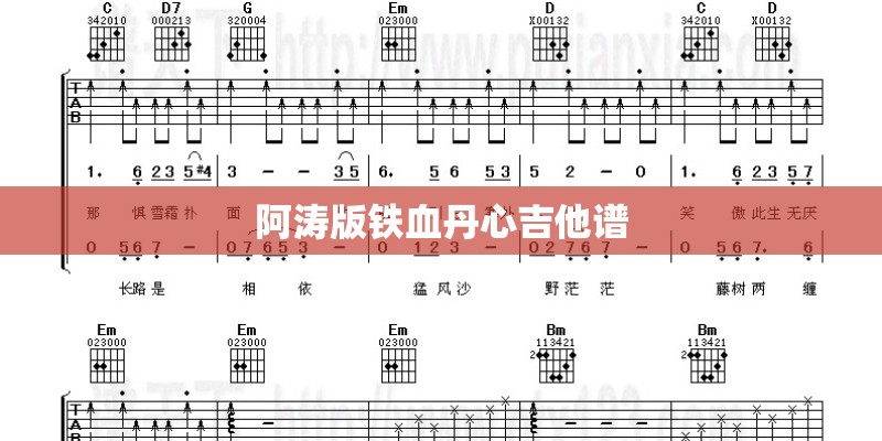 阿涛版铁血丹心吉他谱